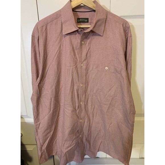 Orvis Men’s Sz L Pale Red Button Front Long‎ Sleeve Shirt - Picture 4 of 8